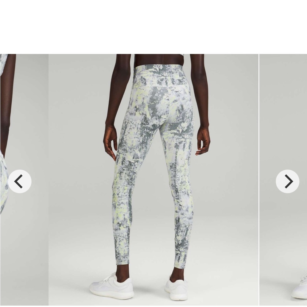 Lululemon size 8 Abstract Print High-Waist Leggings in Gray and Pale Yellow